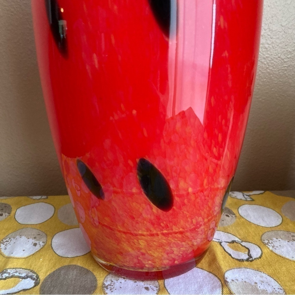 Vintage red and black spotted Murano style vase - Picture 2 of 16